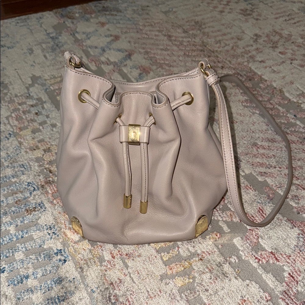 Vince Camuto Taupe Crossbody Bag with Gold Hardware